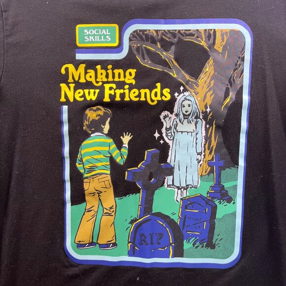 Social Skills Graphic Tee "Making New Friends" By Romwe - Black - S - Picture 2 of 9